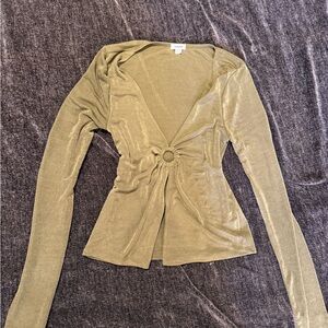 Garage Cream Tie Front Long Sleeve Blouse